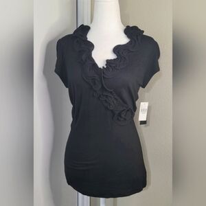 B.Wear Short Sleeve Size L Swirl Collar Blouse